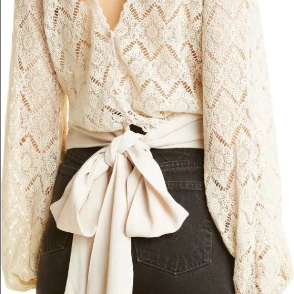 BYTIMO | Lace Tie Waist Blouse | XS - Picture 4 of 6